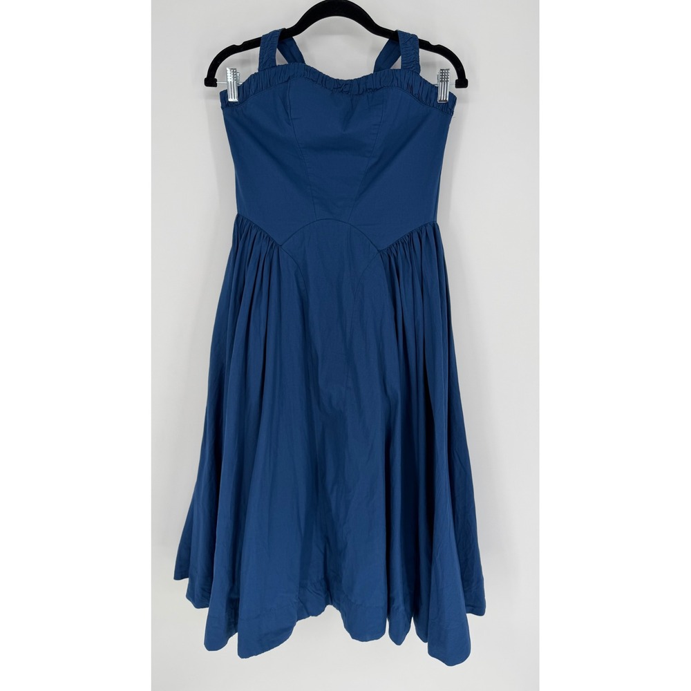 FREE PEOPLE FREE-EST SAMMI MIDI DRESS XS POPLIN NAVY PEONY COASTAL ROMANTIC CHIC